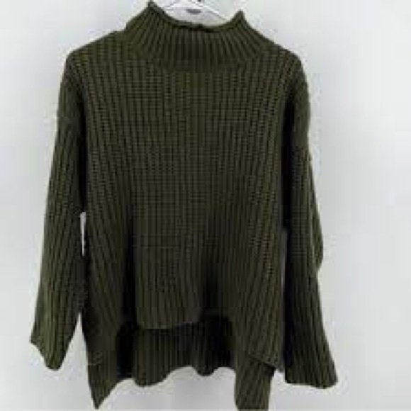 Army Green Mock neck Sweater - Picture 3 of 5